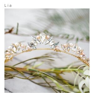 Emma Katzka Lia tiara, gold and blush